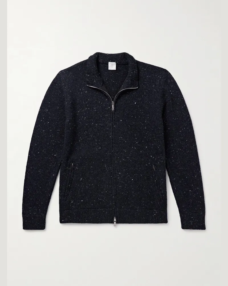 Eleventy Wool-Blend Zip-Up Cardigan Blue