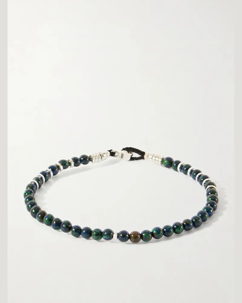 Mikia Circle 4 Sterling Silver Multi-Stone Beaded Bracelet Blue