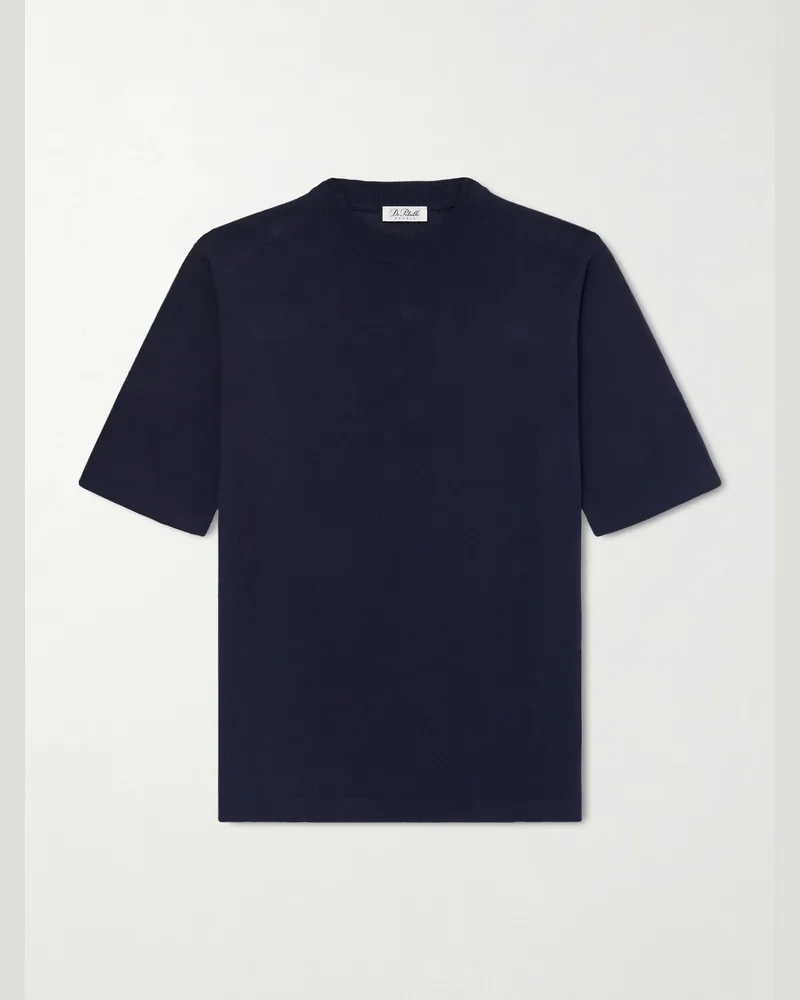 De Petrillo Knitted Cotton T-Shirt Blue