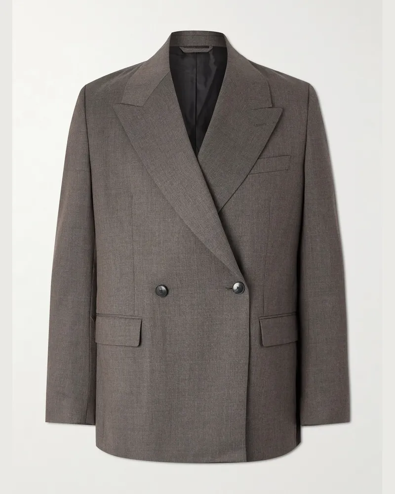Mfpen Double-Breasted Wool-Twill Suit Jacket Brown