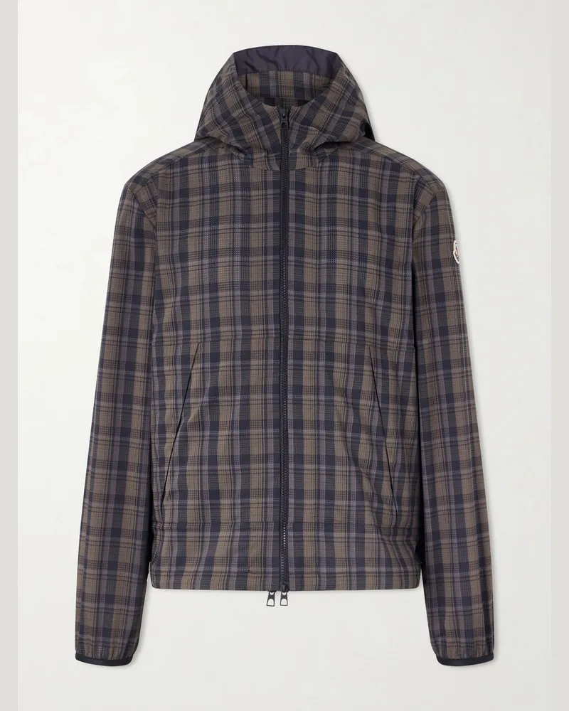 Moncler Natisone Checked Shell Jacket Brown