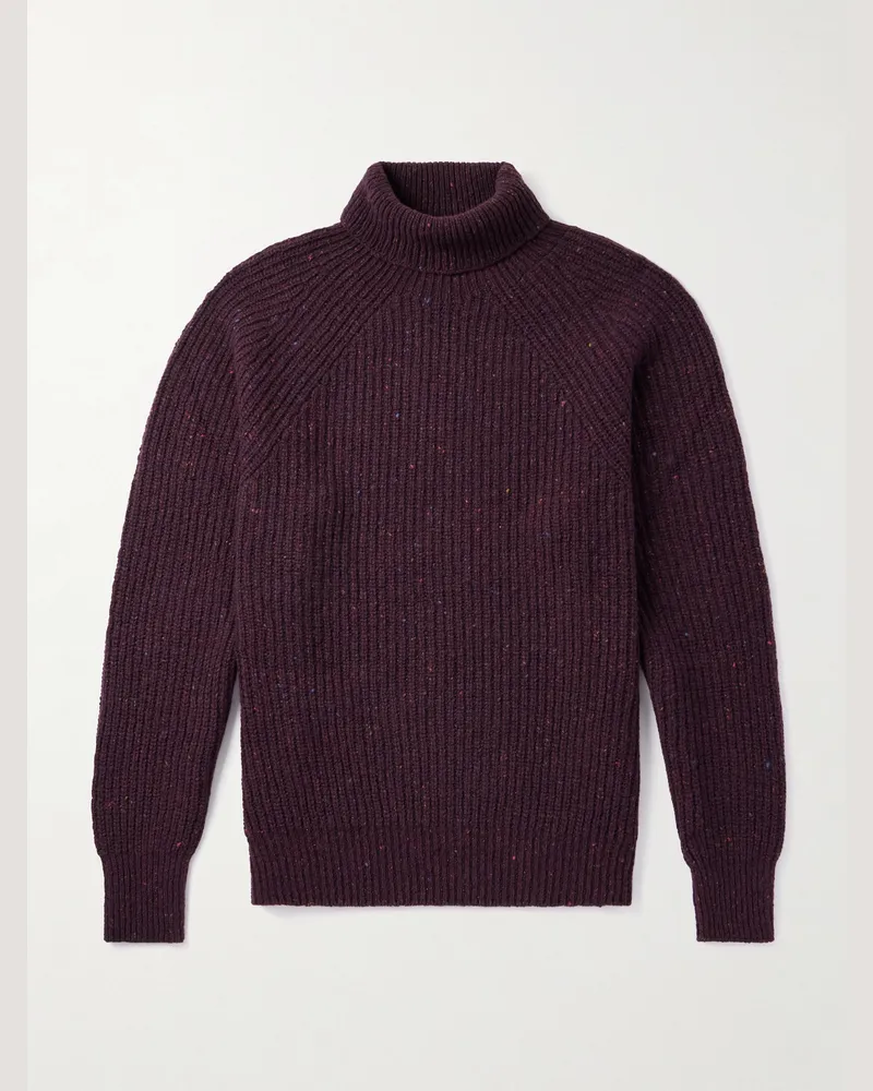 Inis Meáin Boatbuilder Merino Wool and Cashmere-Blend Rollneck Sweater Red