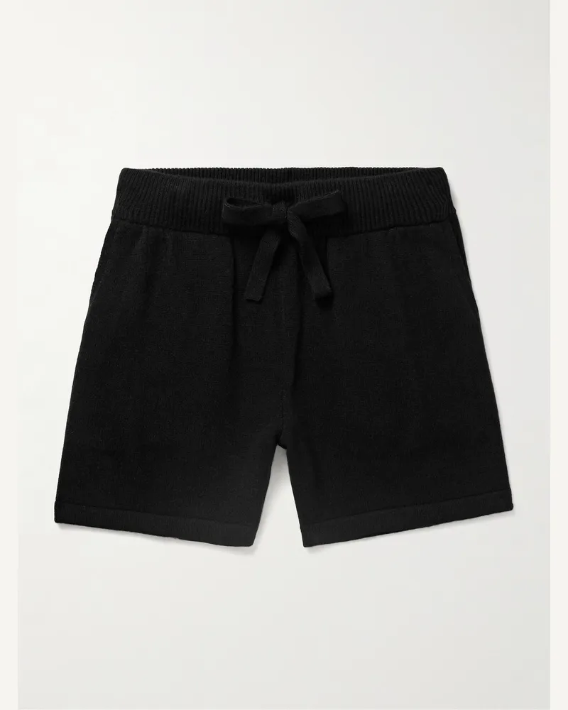 The Elder Statesman Gerade geschnittene Shorts aus Kaschmir mit Kordelzugbund Schwarz