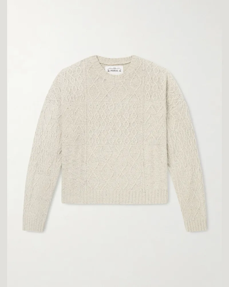 MANAAKI Keanu Cable-Knit Merino Wool-Blend Sweater Neutrals