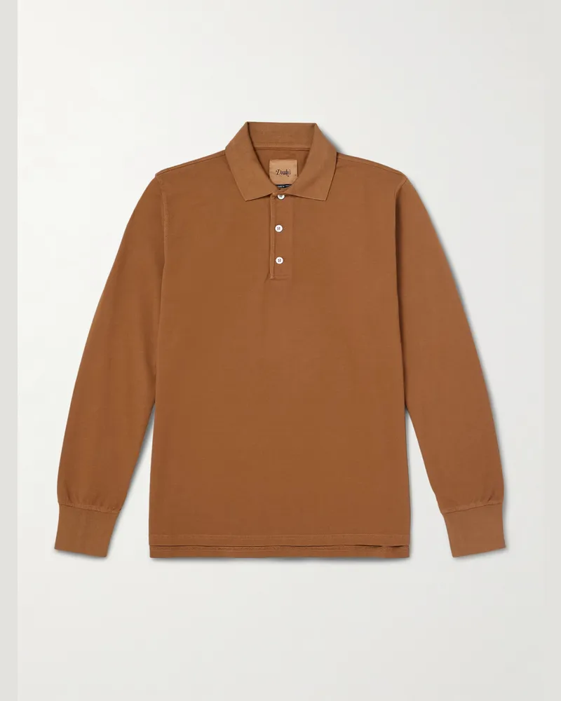 Drake's HIM Oberteil aus Baumwoll-Piqué mit Polokragen Braun
