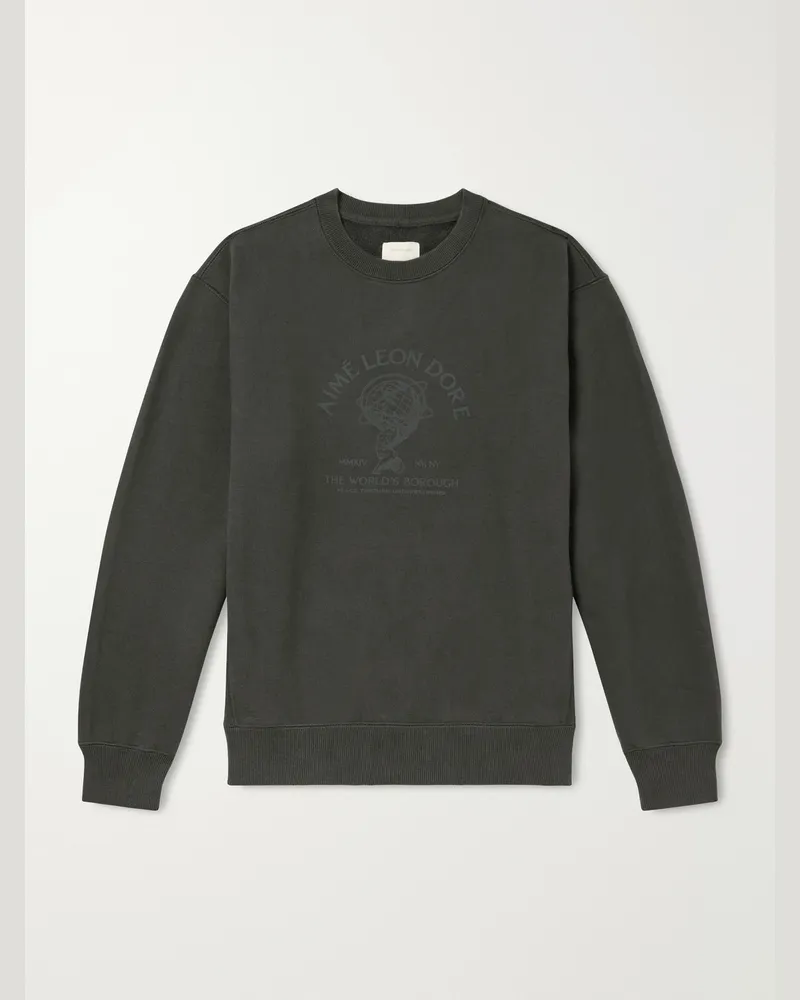 Aimé Leon Dore Atlas Logo-Print Cotton-Jersey Sweater Green