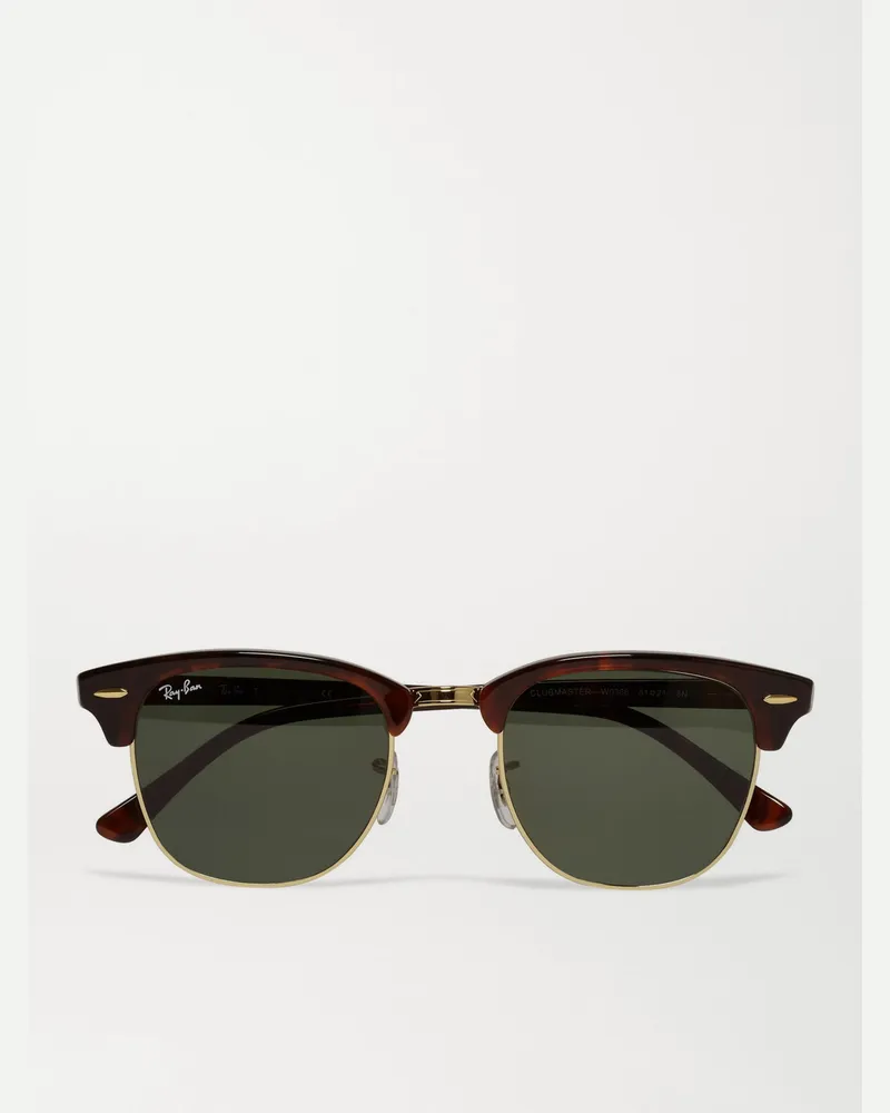 Ray Ban Clubmaster Sonnenbrille aus Azetat mit goldfarbenen Details Horn