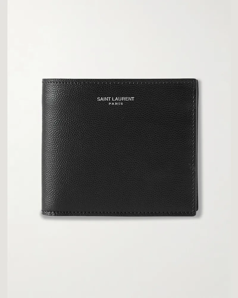 Saint Laurent Portemonnaie aus genarbtem Leder Schwarz