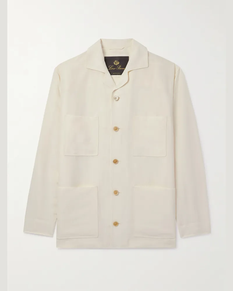 Loro Piana Joele Hemdjacke aus einer Leinen-Seidenmischung Weiß