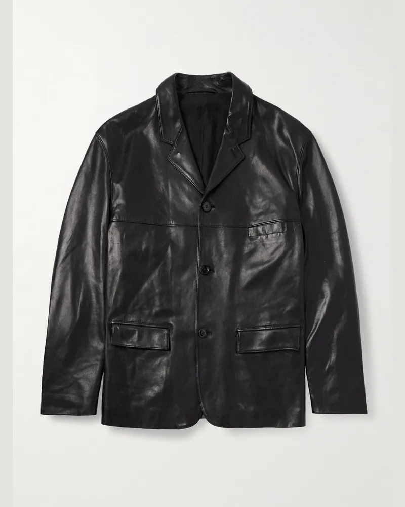 Christophe Lemaire Lederjacke Schwarz