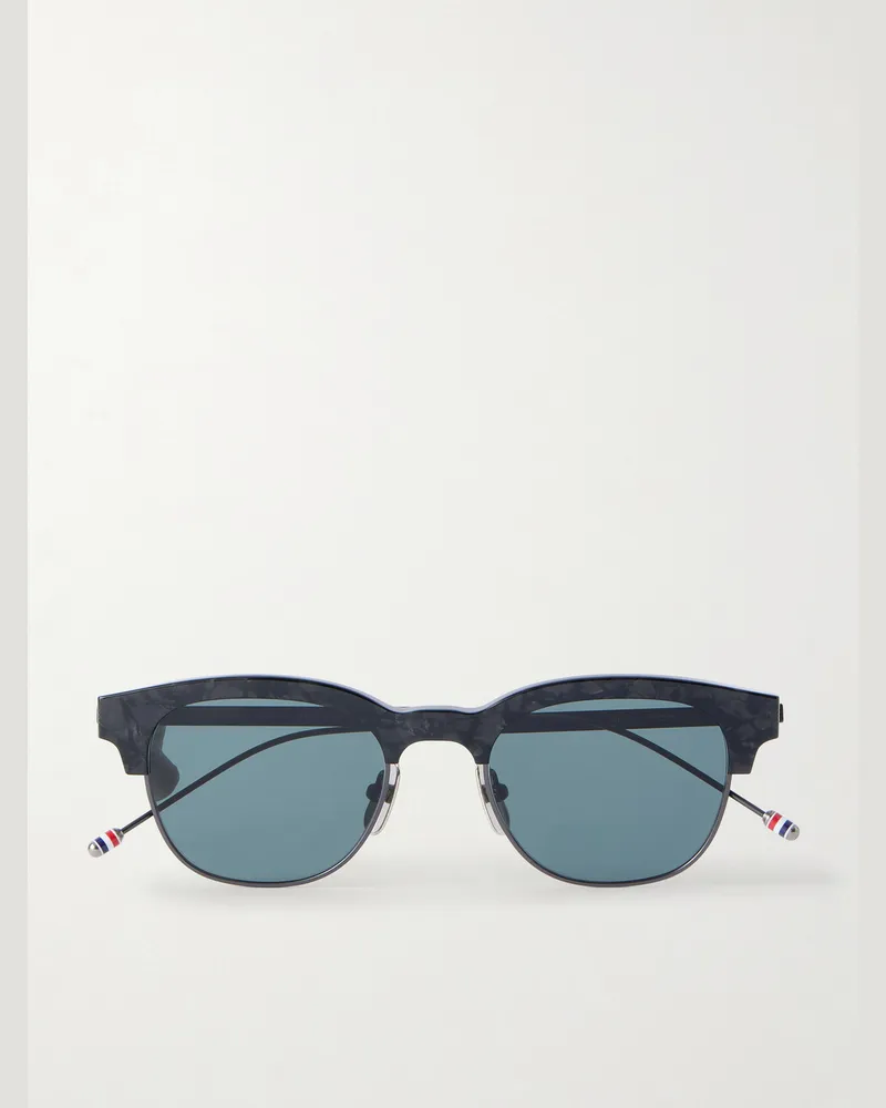 Thom Browne D-Frame Tortoiseshell Acetate and Gold-Plated Titanium Sunglasses Black