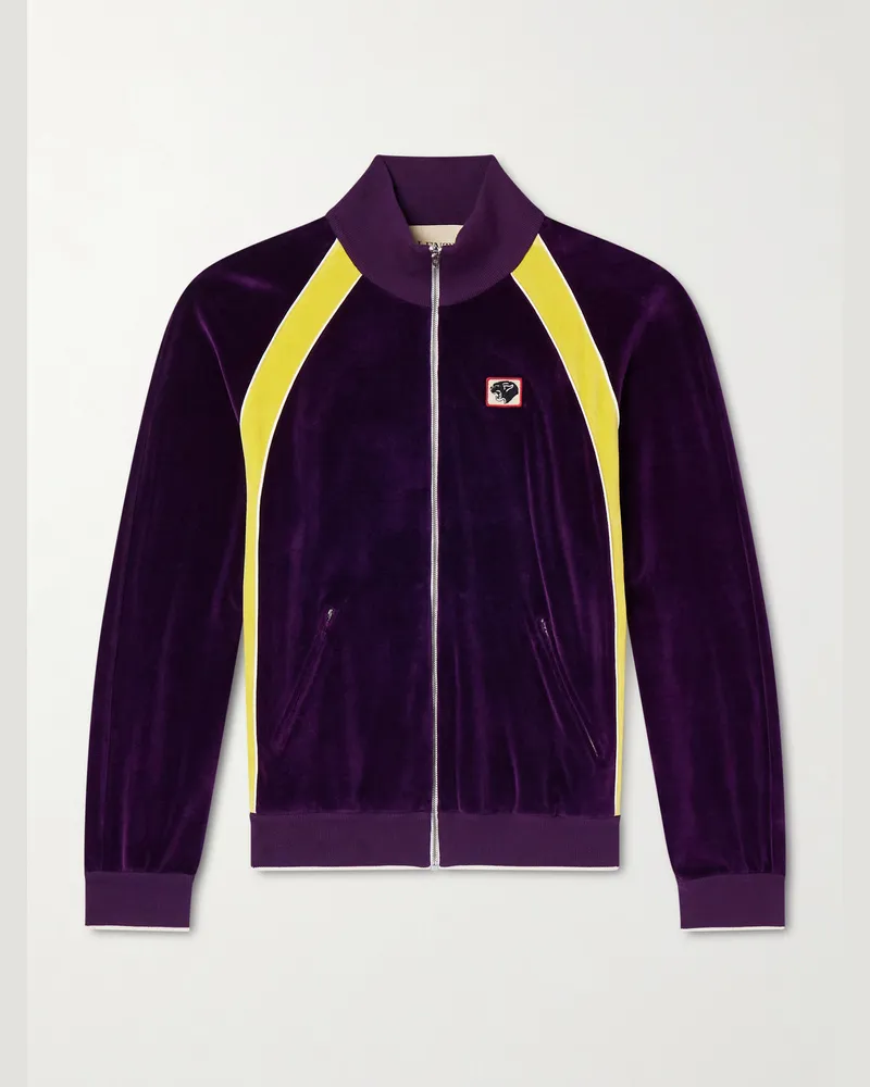 Valentino Garavani Trainingsjacke aus Samt aus einer Baumwollmischung mit Applikation Lila