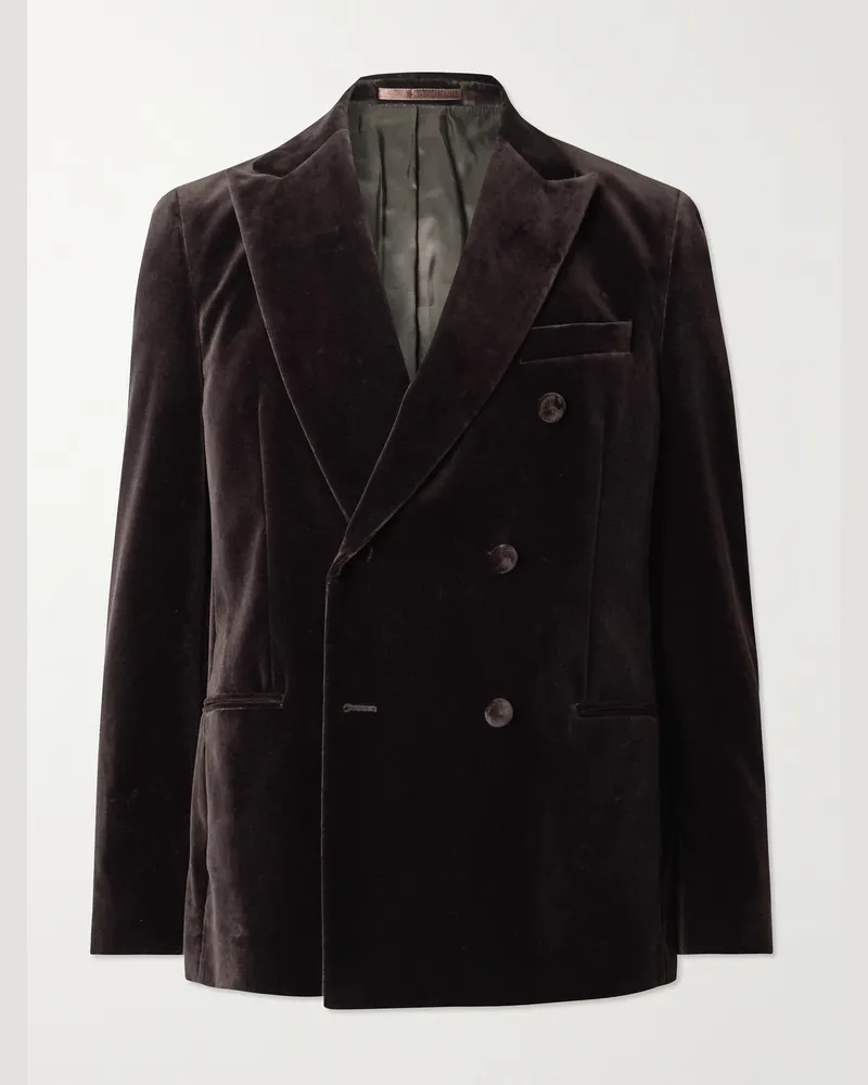 MR P. Double-Breasted Cotton-Velvet Tuxedo Jacket Brown