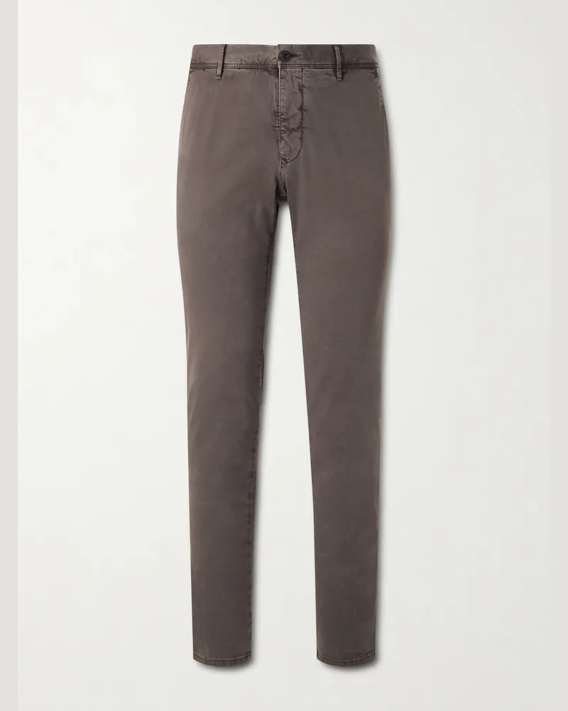 Slowear Slim-Fit Tapered Stretch-Cotton Gabardine Trousers Brown