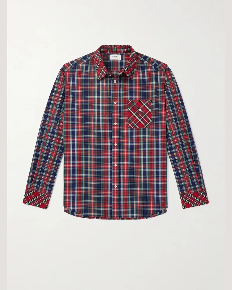 Celine Kariertes Hemd aus Baumwolle Rot