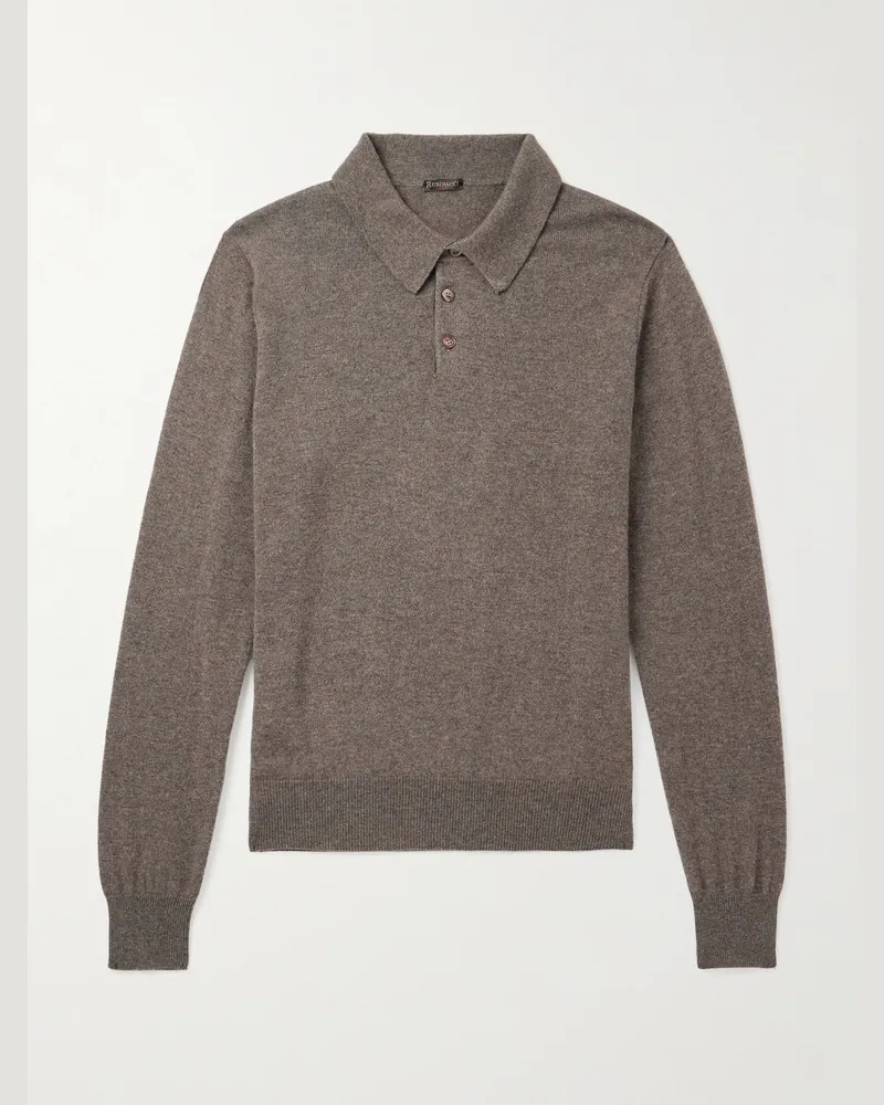 Rubinacci Pullover aus Kaschmir mit Polokragen Braun