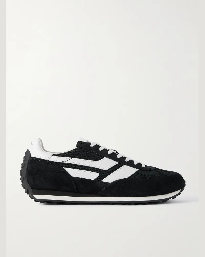 Tom Ford Mesh and Leather-Trimmed Suede Sneakers Black