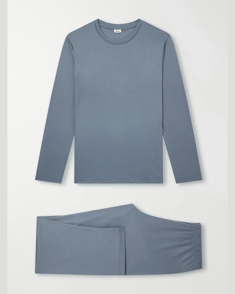 Zimmerli Sea Island Cotton-Jersey Pyjama Set Blue