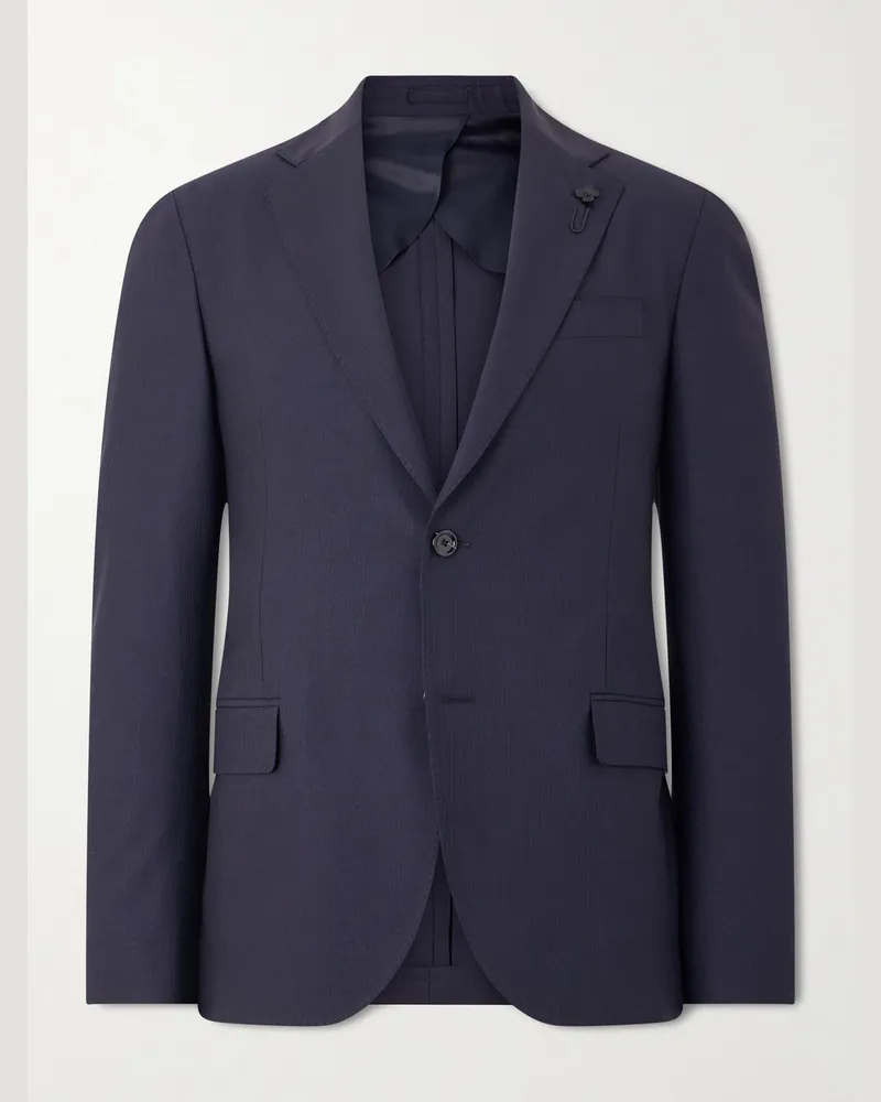 LARDINI Wool-Blend Blazer Blue