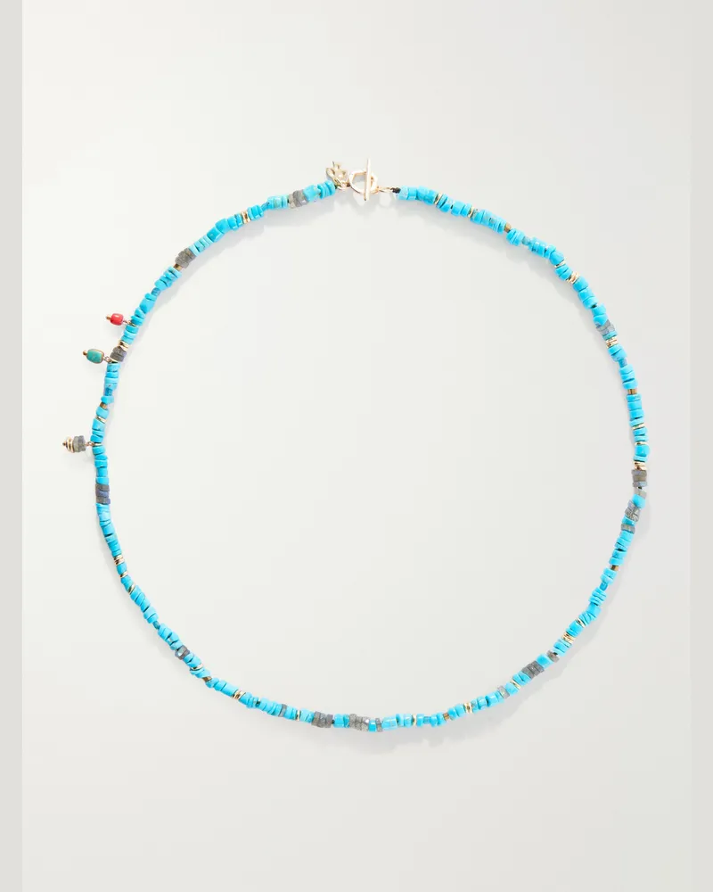 Peyote Bird Canoncito Gold-Plated Multi-Stone Necklace Blue