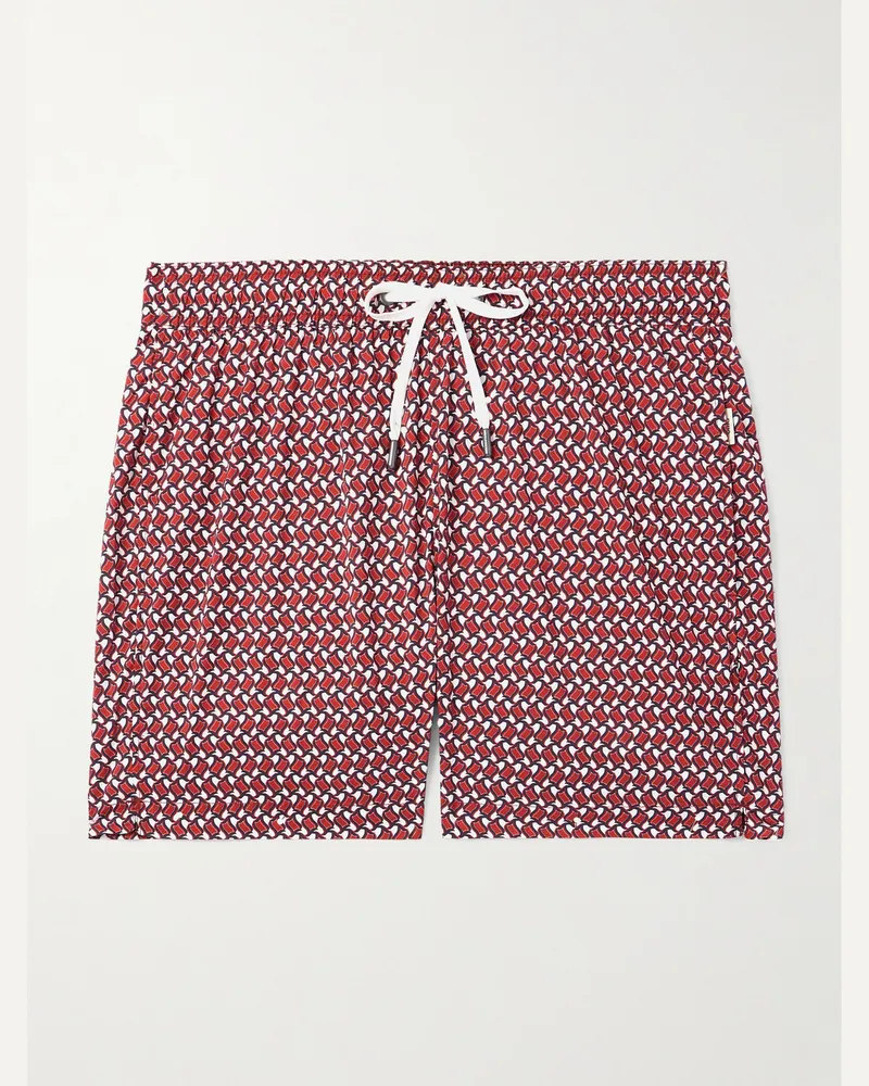 Onia Schmal geschnittene mittellange Badeshorts mit Print Rot