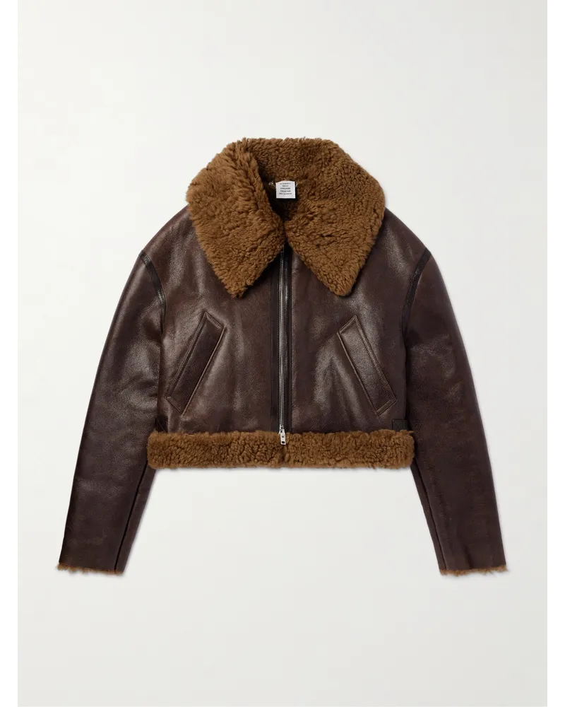 VETEMENTS Jacke aus Shearling Braun