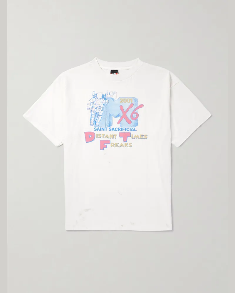 SAINT MXXXXXX Sean Wotherspoon T-Shirt aus Baumwoll-Jersey mit Print Weiß