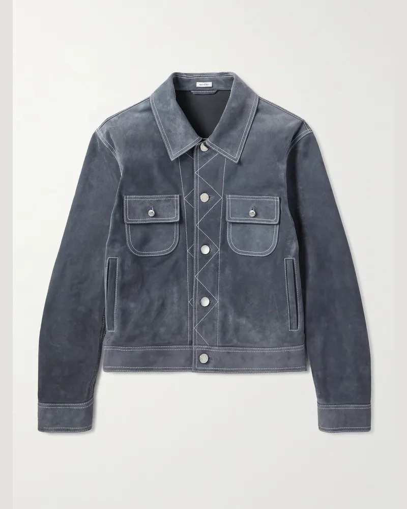 Thom Browne Verkürzte Jacke aus Veloursleder Grau