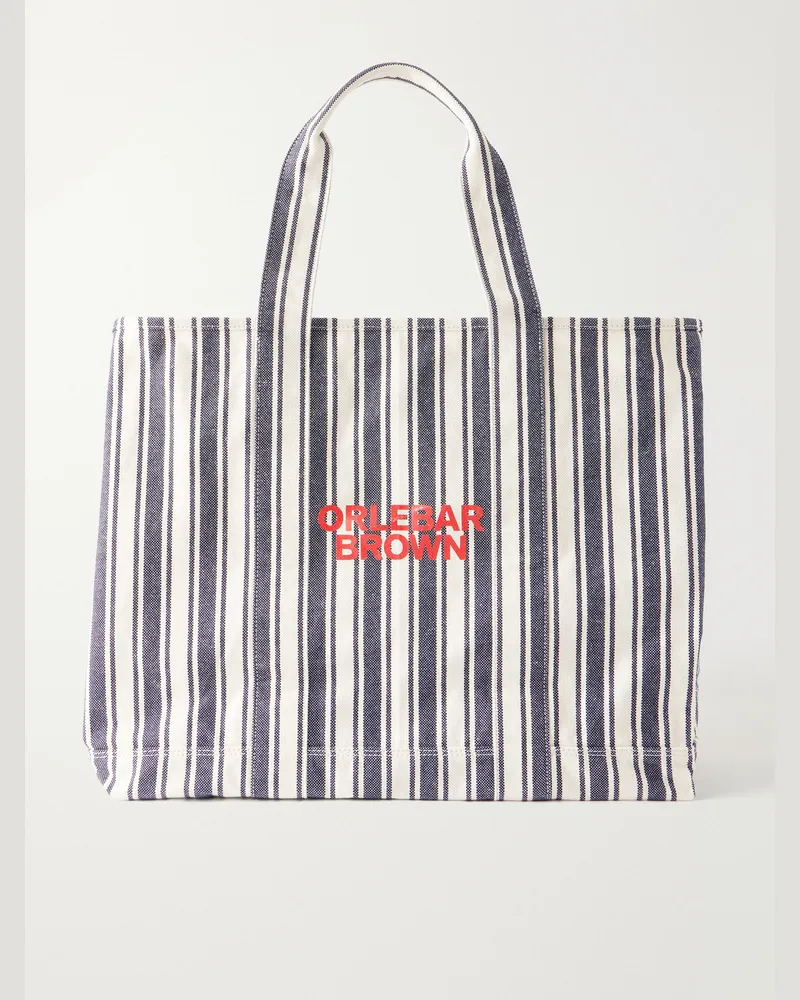 Orlebar Brown Beach Bound Striped Cotton Tote Bag Blue