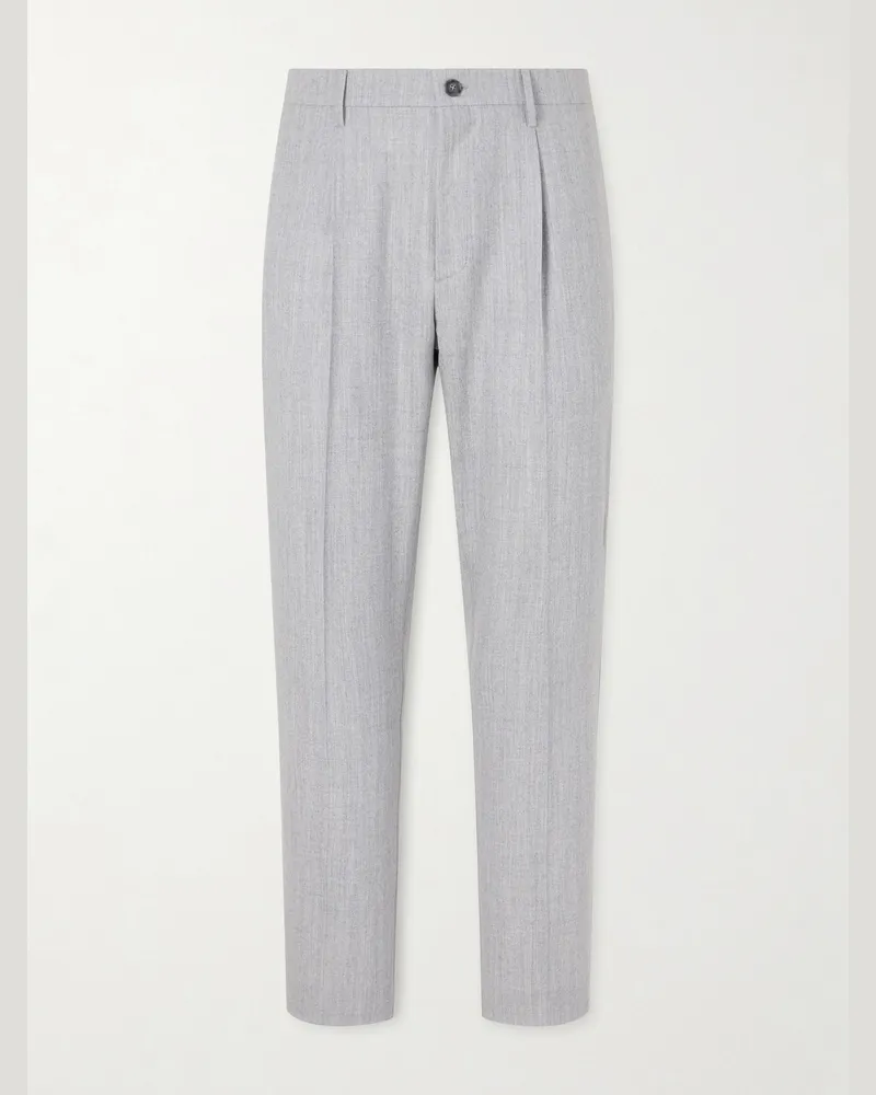Canali Straight-Leg Wool Trousers Gray