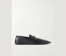 Collapsible-Heel Horsebit-Embellished Leather Loafers