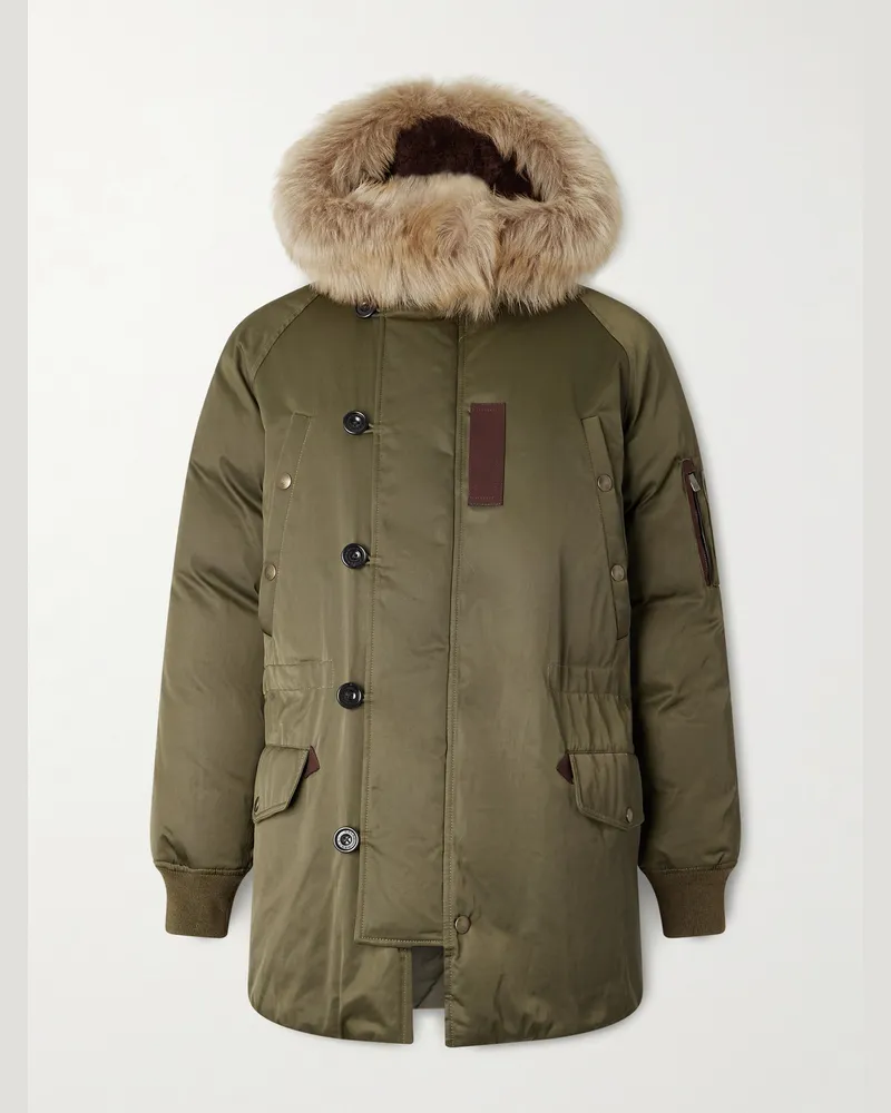 Ralph Lauren Daunenjacke aus Shell mit Shearling-Besatz Grün