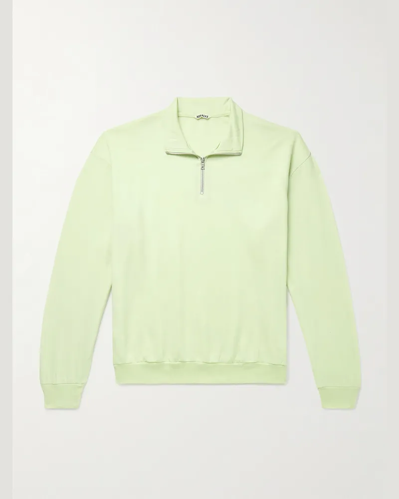 AURALEE Sweatshirt aus Jersey aus einer Wollmischung mit kurzem Reißverschluss Grün