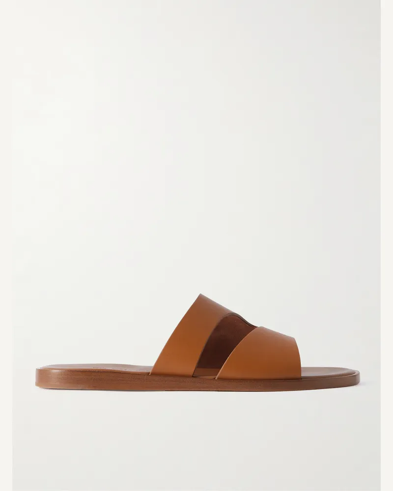 Loro Piana Pilat Plain Walk Cutout Leather Sandals Brown