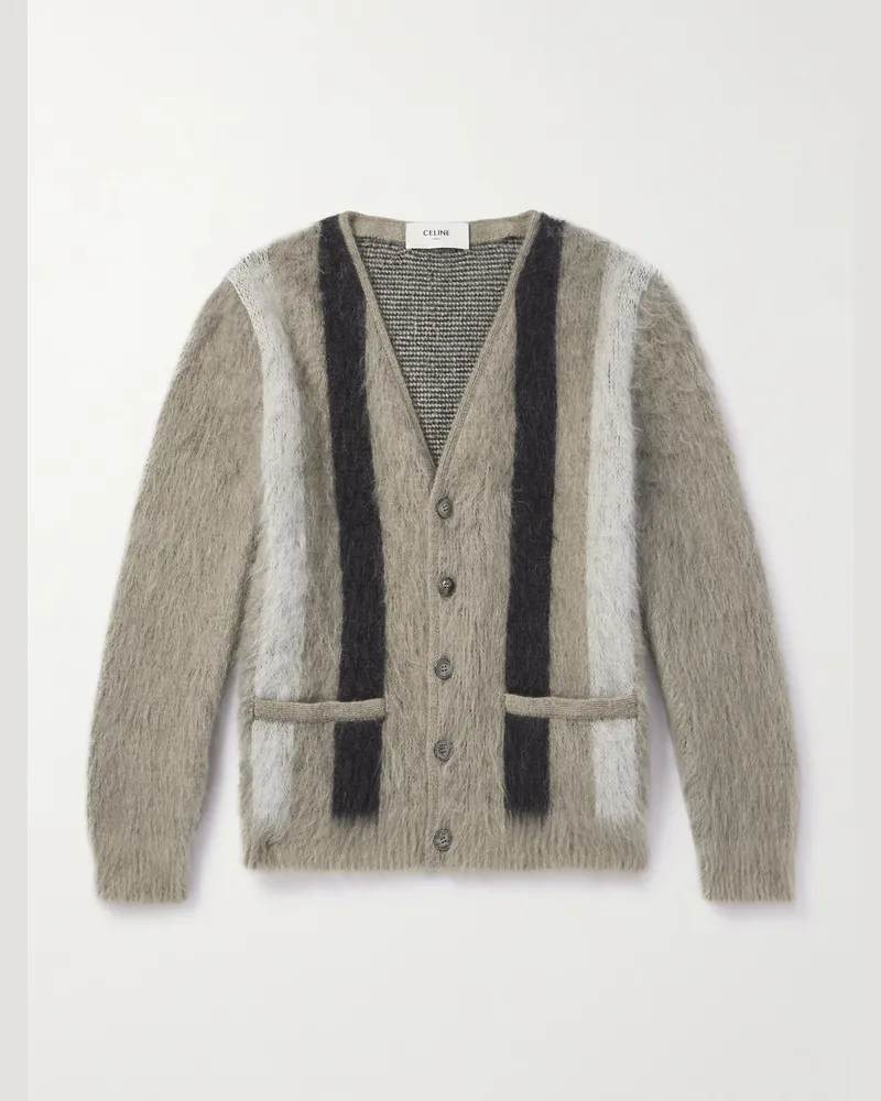 Celine Cardigan aus einer Wollmischung mit Streifen Neutral