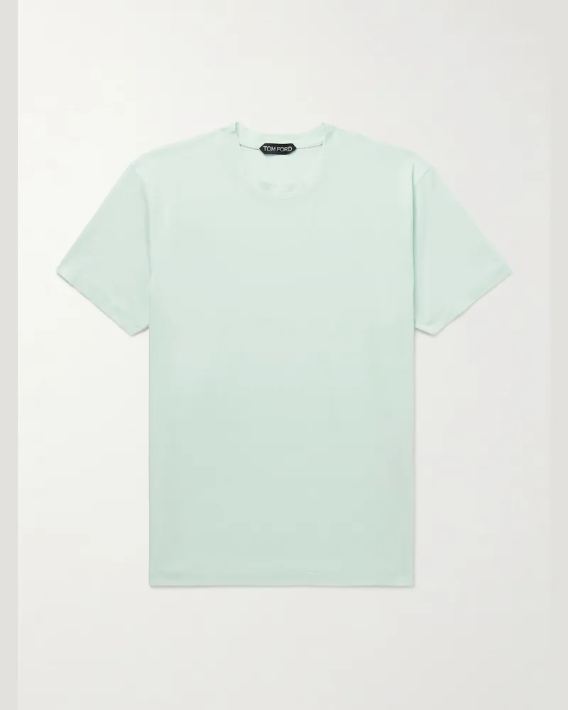Tom Ford Schmal geschnittenes T-Shirt aus Jersey aus einer Lyocell-Baumwollmischung Grün