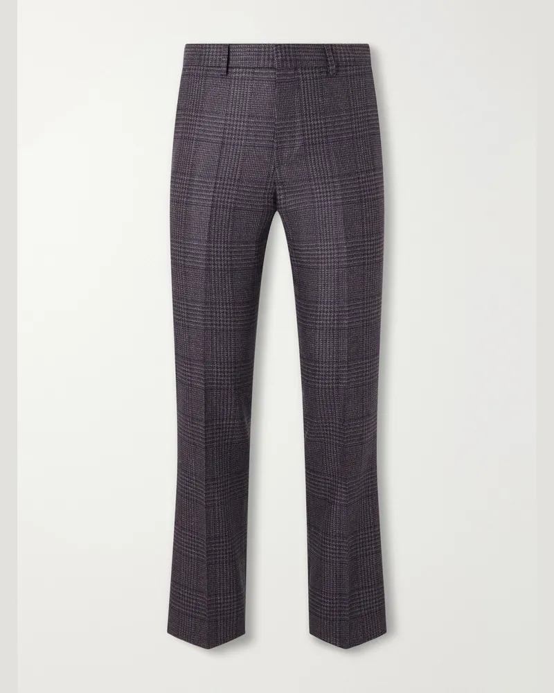 Paul Smith Brierley Slim-Fit Houndstooth Wool and Silk-Blend Trousers Blue