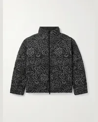 Kenzo Jacke aus wattiertem Shell mit Stickereien Schwarz