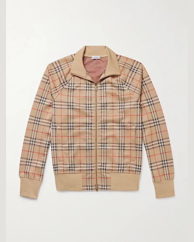Burberry Karierte Sweatshirt-Jacke aus Jacquard-Strick mit Reißverschluss Neutral