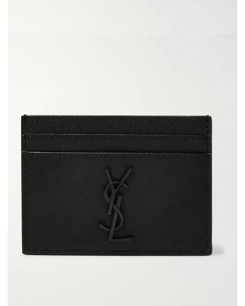 Saint Laurent Pebble-Grain Leather Cardholder Schwarz