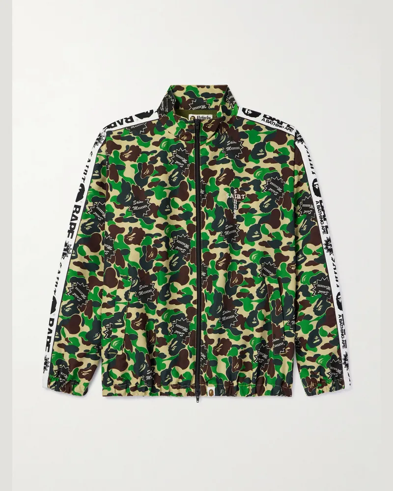 SAINT MXXXXXX BAPE® Camouflage-Print Twill Zip-Up Jacket Green