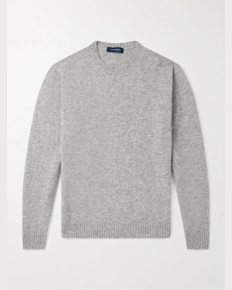Thom Sweeney Brushed Cashmere-Blend Sweater Gray