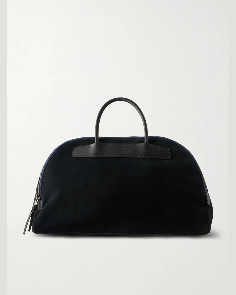Bleu de Chauffe Sac Voyage Leather-Trimmed Suede Weekend Bag Black