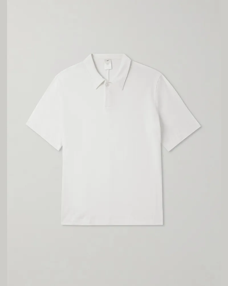 SSAM Cotton and Silk-Blend Piqué Polo Shirt White