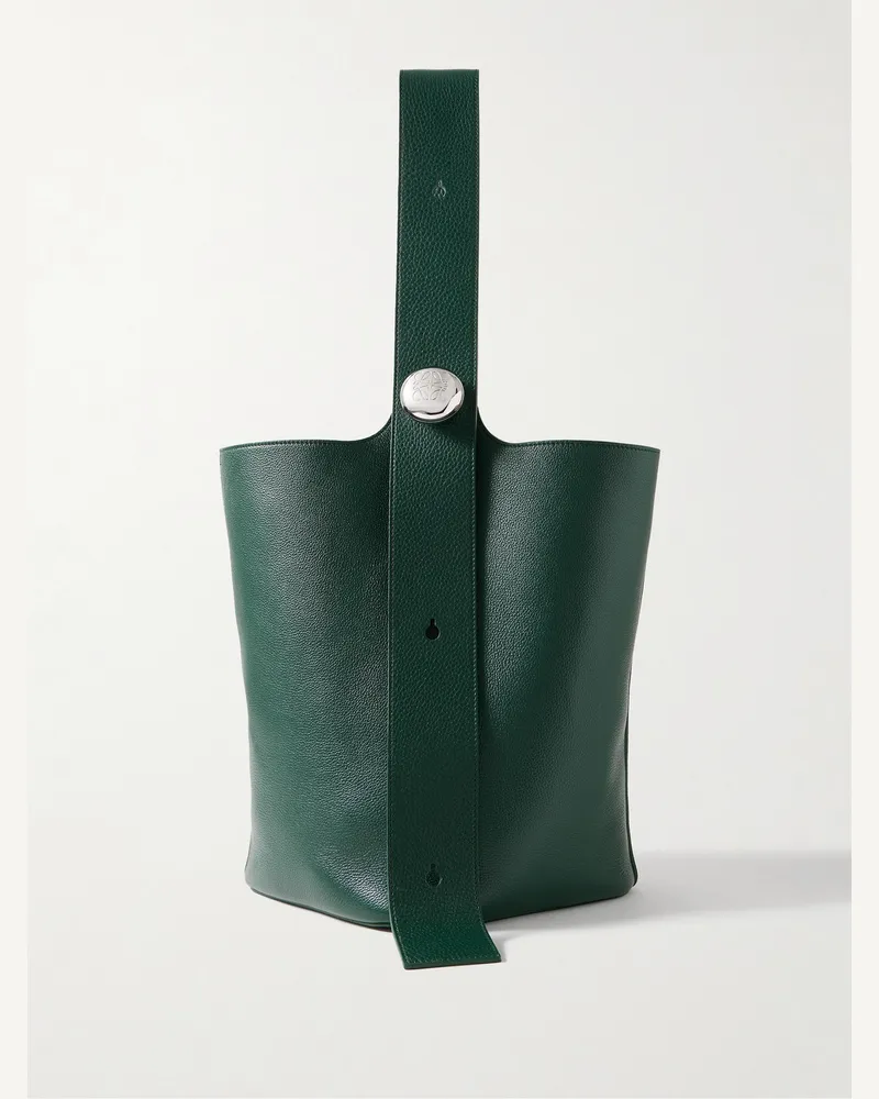 Loewe Large Pebble Beuteltasche aus Leder Grün