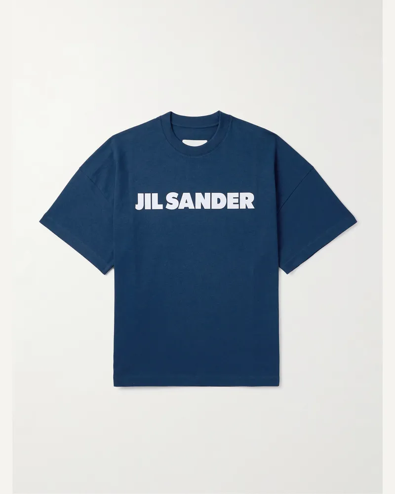 Jil Sander T-Shirt aus Baumwoll-Jersey mit Logoprint Blau