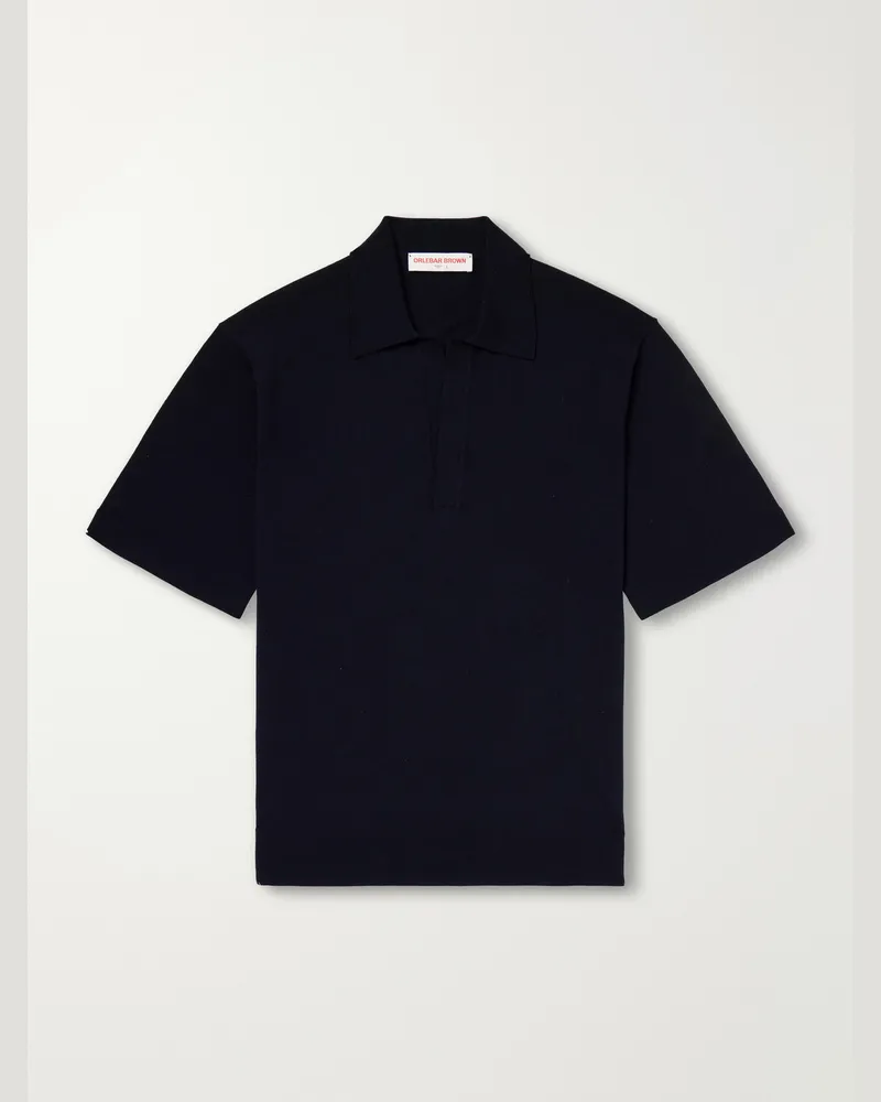 Orlebar Brown Raffertie Merino Wool Polo Shirt Blue
