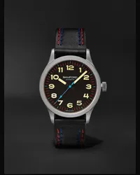 BWD B80 Modern 39 mm Uhr aus Titan mit automatischem Aufzug und Armband aus Kunstleder, Ref.-Nr.: B80 - MOD - BLK - YLW Schwarz