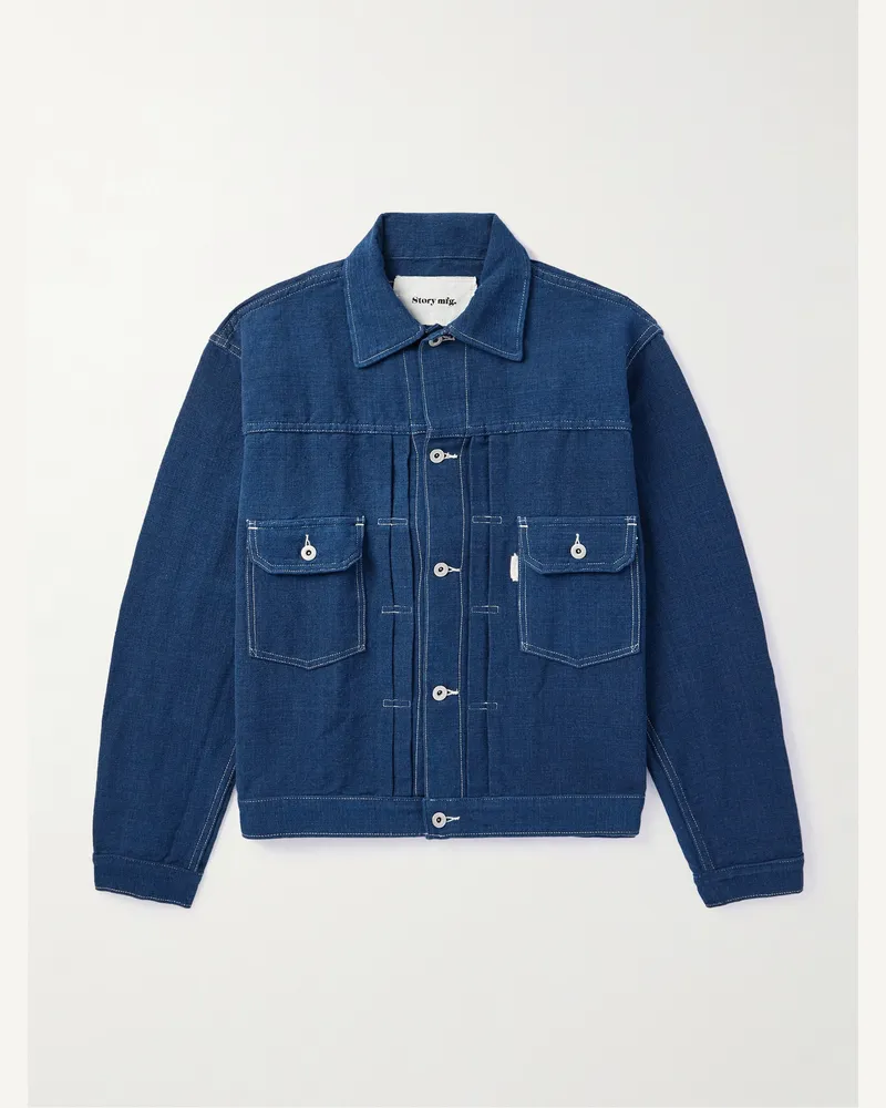 STORY mfg. Tuesday Cotton-Canvas Jacket Blue