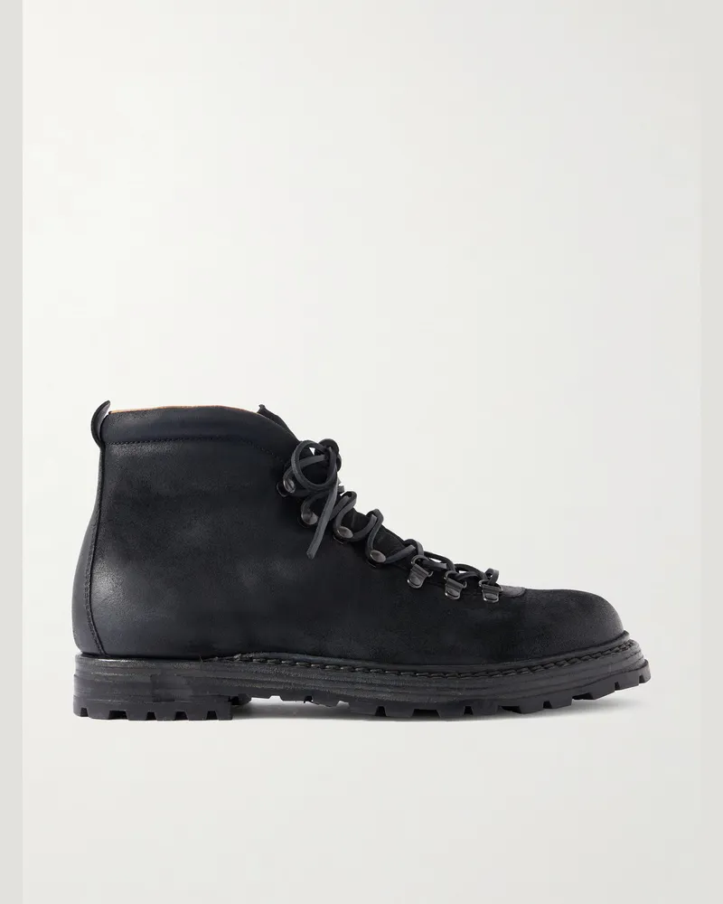 Officine Creative Italia Artik 001 Schnürstiefel aus Veloursleder Schwarz